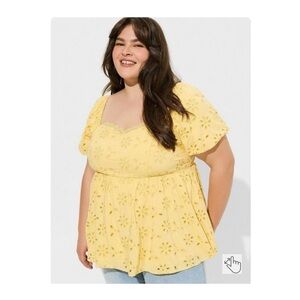 Torrid - Babydoll Eyelet Challis Blouse